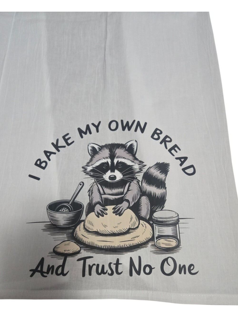 Funny Raccoon Baking Towel ‘I Bake My Own Bread’ Kitchen Decor Gift. TOWEL5